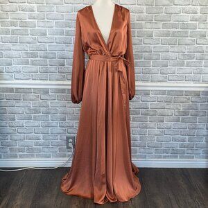 Michael Costello X REVOLVE Eric Gown Maxi Bronze NEW S Formal Party Cocktail